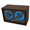 Rotating LED Wooden Watch Winder Box for 2 Watches